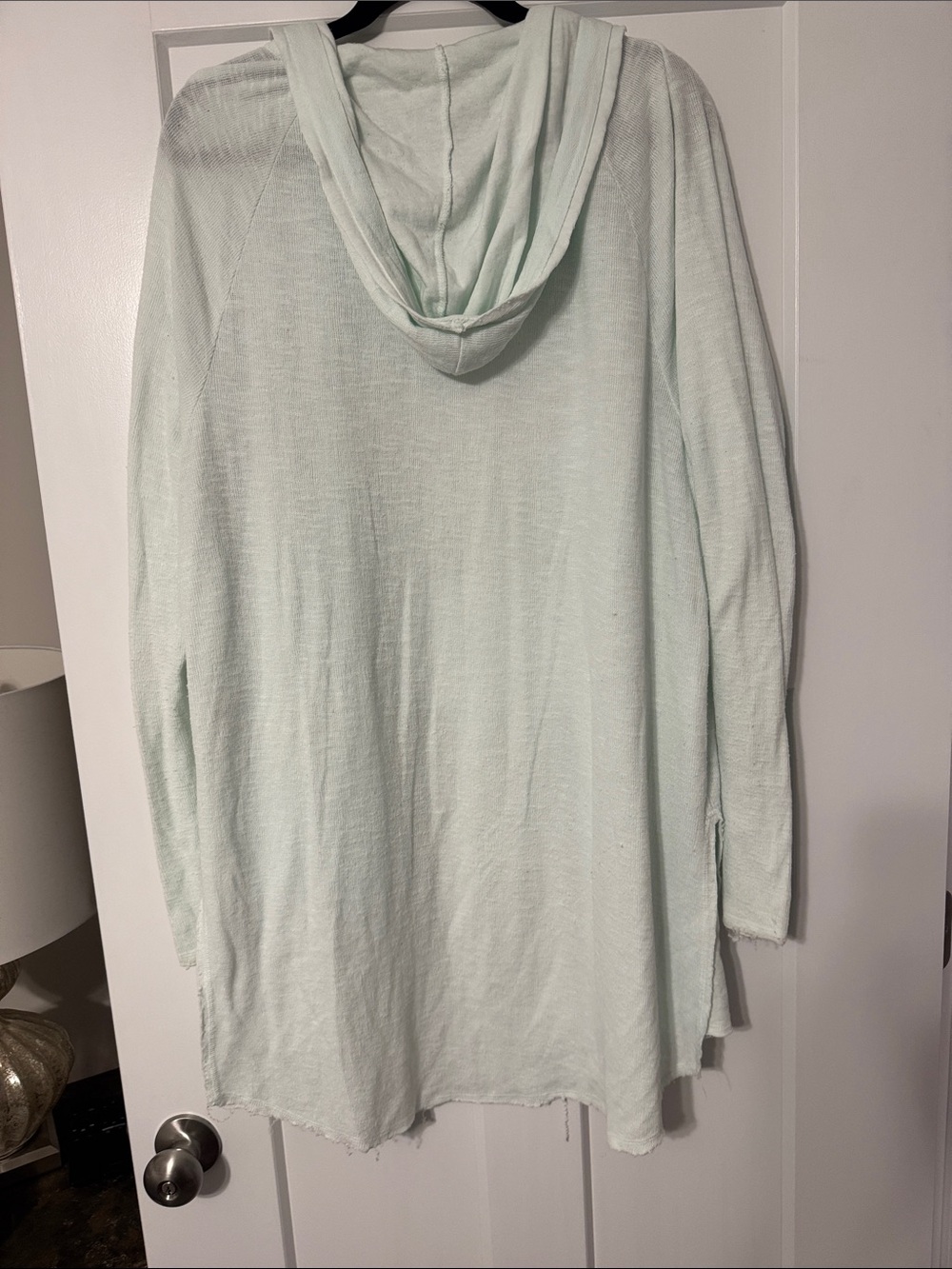 Light Mint Hooded Open-Front Cardigan by Mododoc - Picture 4 of 4